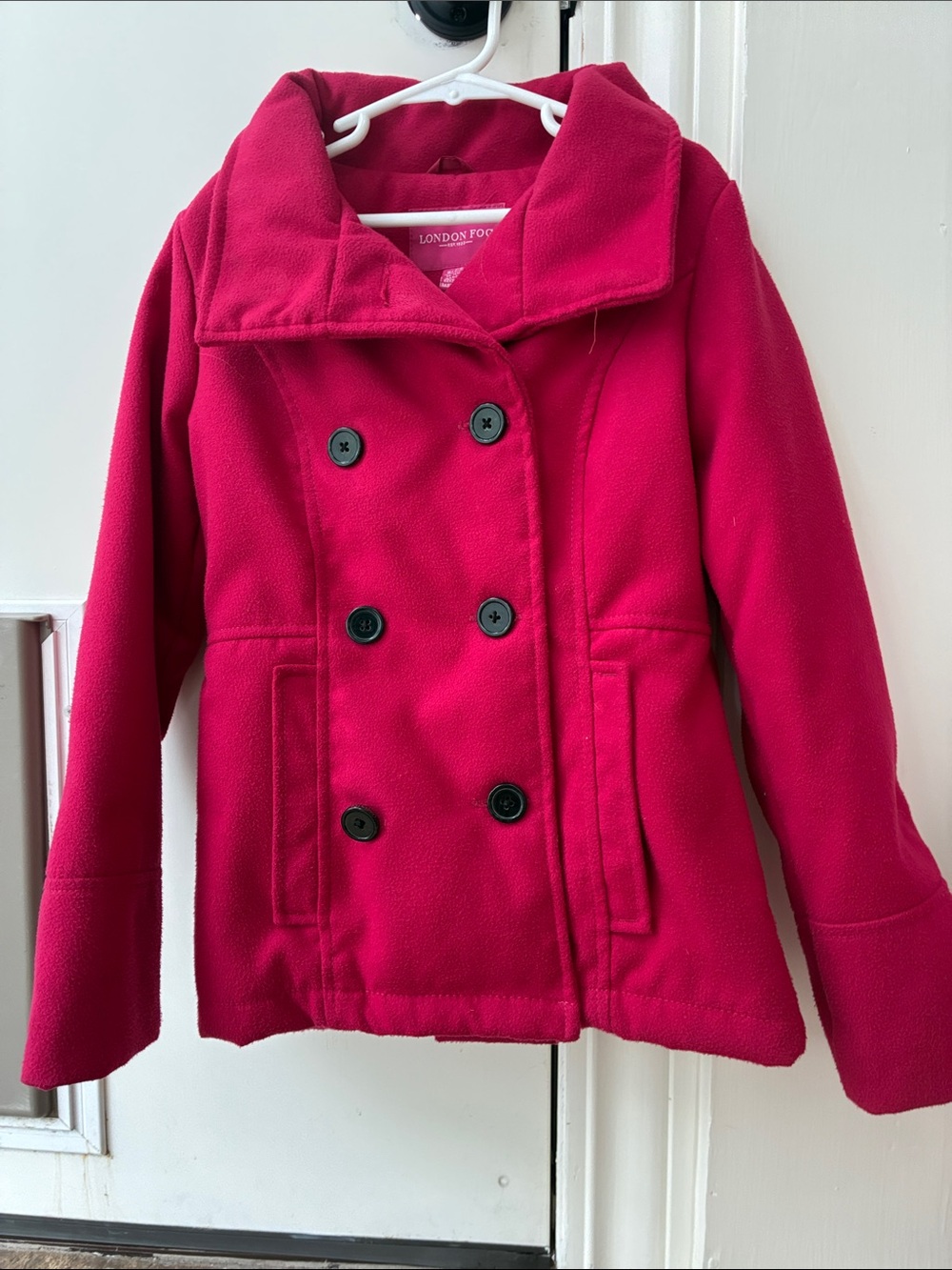 London Fog Kids Double-Breasted Hot Pink Peacoat